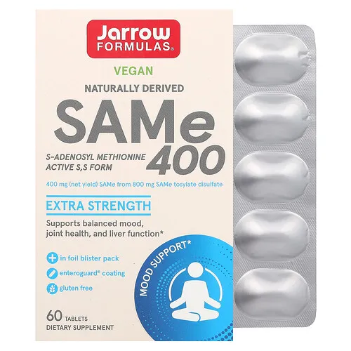 Jarrow Formulas, SAMe 400, Suplemento alimentario, 400 mg, 60 comprimidos