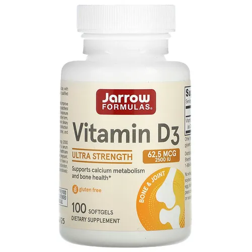 Jarrow Formulas, Vitamina D3, Ultraconcentración, 62,5 mcg (2500 UI), 100 cápsulas blandas
