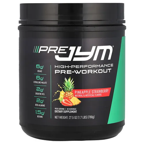JYM Supplement Science, Pre JYM, Preentrenamiento de alto rendimiento, Piña y fresa, 780 g (1,7 lb)