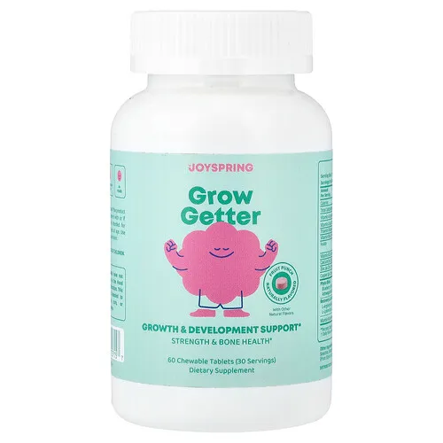 JoySpring, Grow Getter, 4 años en adelante, Ponche de frutas, 60 comprimidos masticables