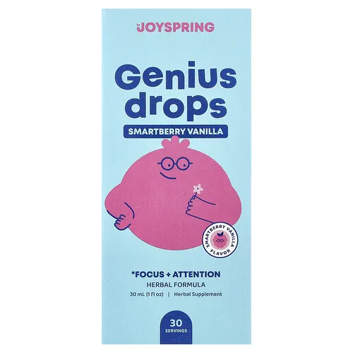 JoySpring, Gotas Genius, Concentración y atención, Sabor a baya y vainilla, 30 ml (1 oz. líq.)