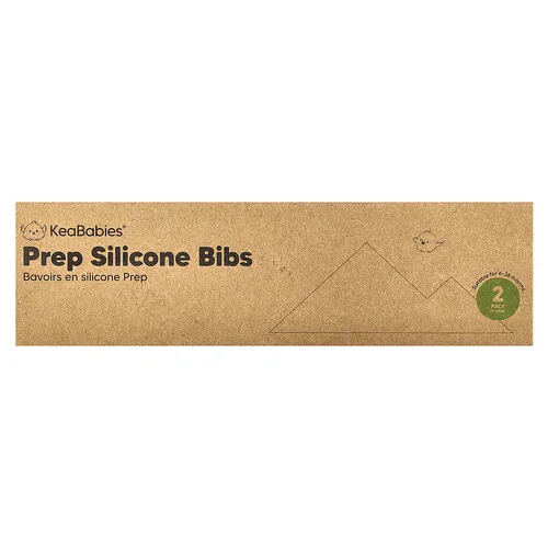 KeaBabies, Baberos Prep de silicona, De 3 a 36 meses, Mellow, Paquete de 2