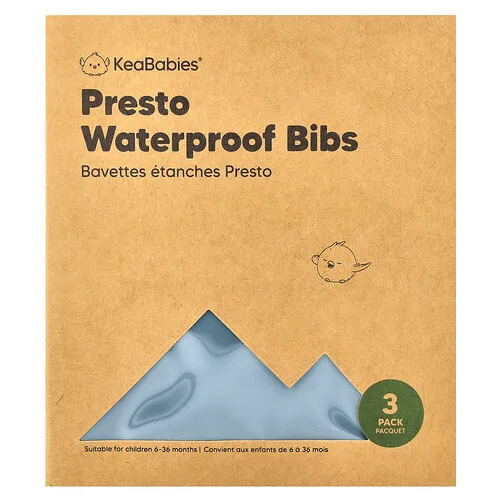KeaBabies, Baberos impermeables Presto, De 6 a 36 meses, Pizarra, Paquete de 3