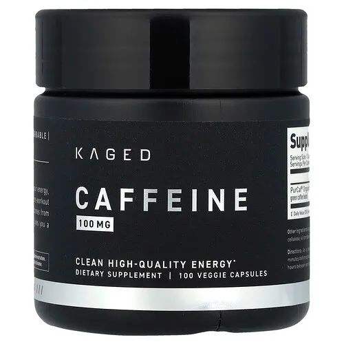 Kaged, Cafeína, 100 mg, 100 cápsulas vegetales