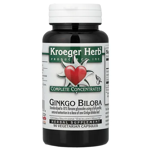 Kroeger Herb Co, Concentrados completos, Ginkgo biloba`` 90 cápsulas vegetales