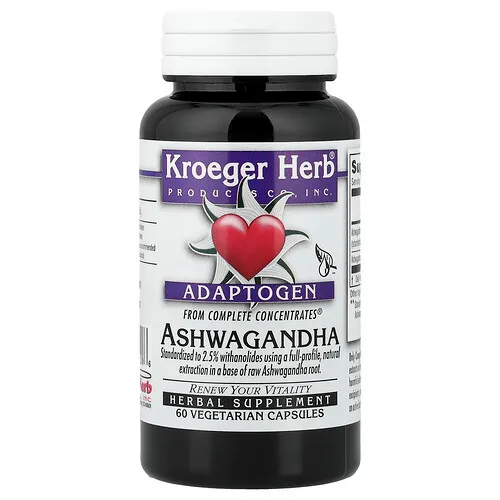 Kroeger Herb Co, Ashwagandha, 500 mg, 60 cápsulas vegetales