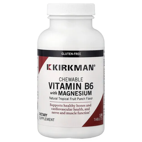 Kirkman Labs, Vitamina B6 masticable con magnesio, Ponche de frutas tropicales natural, 120 comprimidos