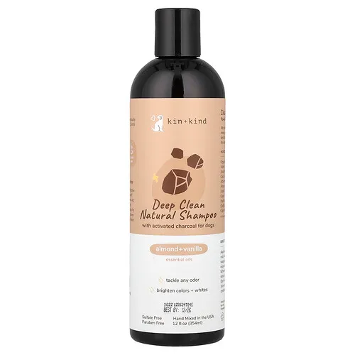 Kin+Kind, Champú natural de limpieza profunda, Para perros, Almendra y vainilla, 354 ml (12 oz. líq.)
