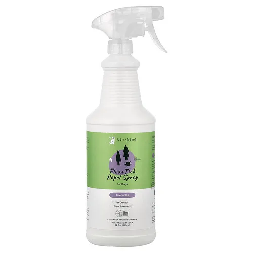 Kin+Kind, Spray repelente de pulgas y garrapatas, Para perros, Lavanda, 946 ml (32 oz. líq.)