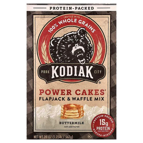 Kodiak Cakes, Power Cakes®, Mezcla para flapjacks y waffles, Suero de mantequilla, 567 g (20 oz)