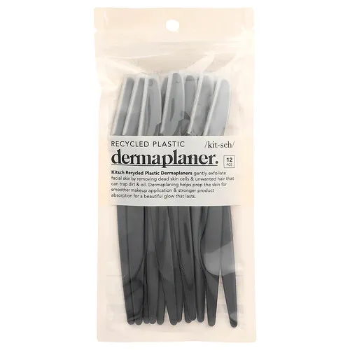 Kitsch, Dermaplaner de plástico reciclado, Negro, 12 unidades