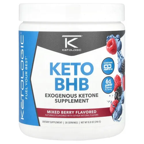 KetoLogic, BHB cetogénico, Bayas mixtas, 246 g (8,8 oz)