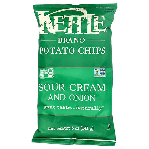 Kettle Foods, Patatas fritas, crema agria y cebolla`` 141 g (5 oz)