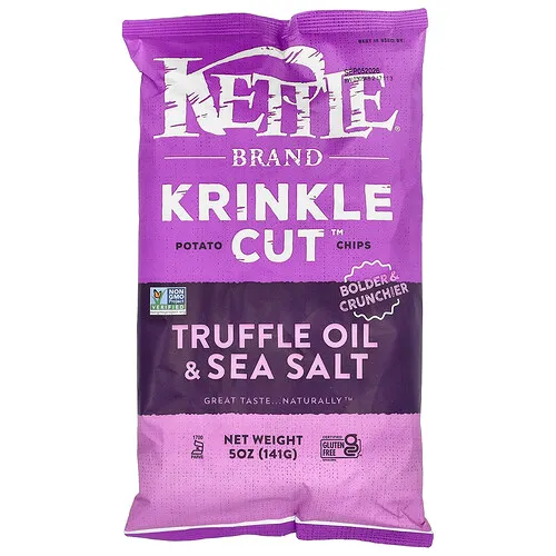 Kettle Foods, Patatas fritas Krinkle Cut™, Aceite de trufa y sal marina, 141 g (5 oz)