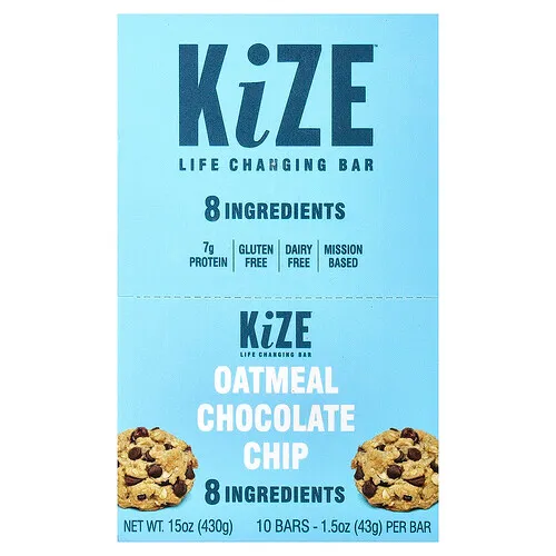 KiZE Life Changing Bar, Avena con chips de chocolate, 10 barritas, 43 g (1,5 oz) cada una