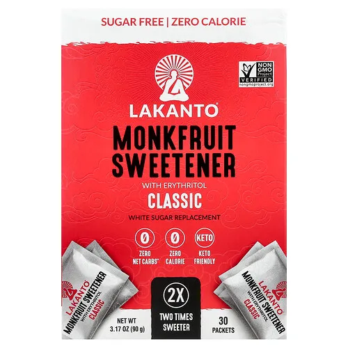 Lakanto, Endulzante de fruto del monje con eritritol, Clásico, 30 sobres, 90 g (3,17 oz)