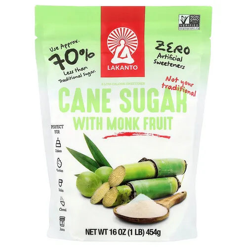 Lakanto, Azúcar de caña con fruto del monje, 454 g (16 oz)