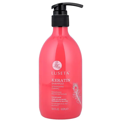 Luseta Beauty, Champú con queratina, Para cabello dañado y seco, 500 ml (16,9 oz. líq.)