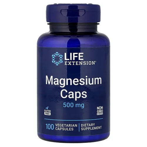 Life Extension, Magnesio en cápsulas, 500 mg, 100 cápsulas vegetales