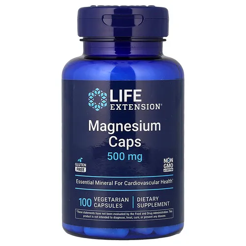 Life Extension, Magnesio en cápsulas, 500 mg, 100 cápsulas vegetales