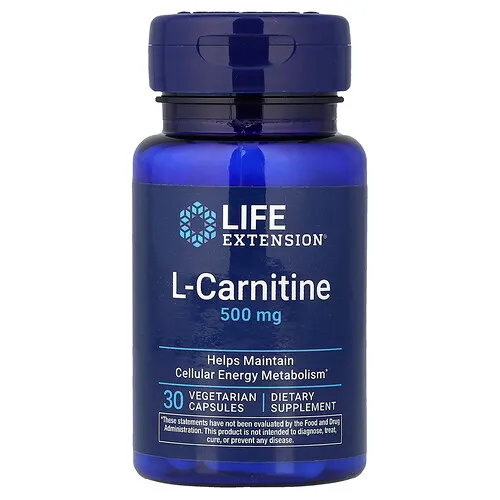 Life Extension, L-carnitina, 500 mg, 30 cápsulas vegetales