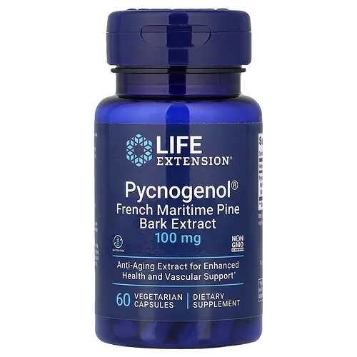 Life Extension, Pycnogenol®, Extracto de corteza de pino marítimo francés, 100 mg, 60 cápsulas vegetales