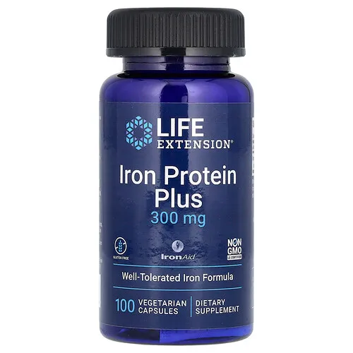 Life Extension, Proteína de hierro y más, IronAid, 300 mg, 100 cápsulas vegetales