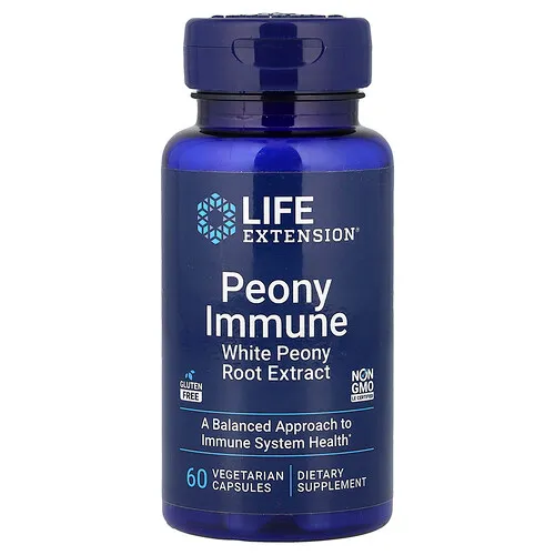 Life Extension, Suplemento para favorecer el sistema inmunitario con peonía, 60 cápsulas vegetales (600 mg por cápsula)