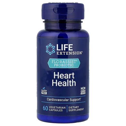 Life Extension, Probiótico para la salud del corazón FLORASSIST®, 60 cápsulas vegetales (74 mg por cápsula)