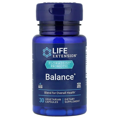 Life Extension, Suplemento probiótico equilibrado FLORASSIST®, 30 cápsulas vegetales