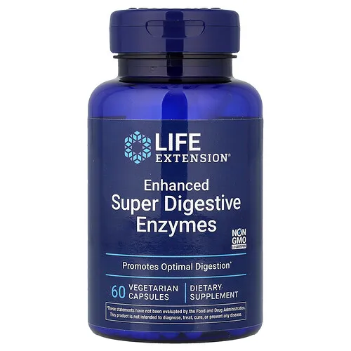 Life Extension, Enzimas superdigestivas mejoradas, 60 cápsulas vegetales