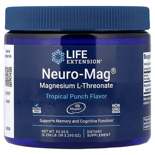 Life Extension, Neuro-Mag®, L-treonato de magnesio, Ponche tropical, 93,35 g (3,293 oz)