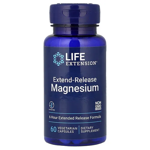 Life Extension, Magnesio de liberación prolongada, 60 cápsulas vegetales (250 mg por cápsula)