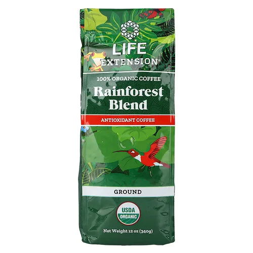 Life Extension, Café 100 % orgánico, Mezcla tropical, Molido, 340 g (12 oz)