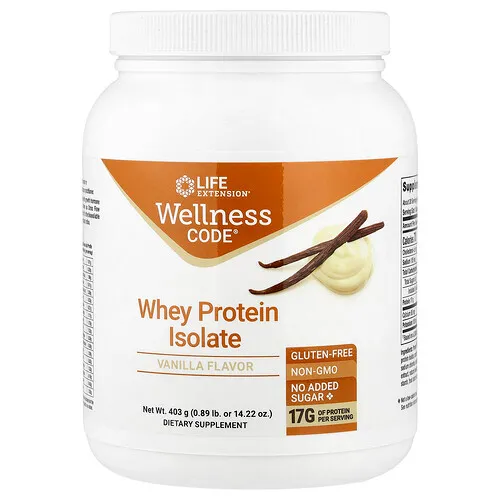 Life Extension, Wellness Code®, Aislado de proteína de suero de leche, Vainilla, 403 g (0,89 lb)