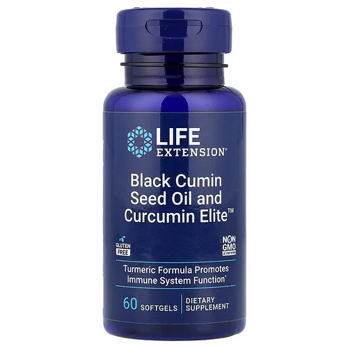 Life Extension, Aceite de semilla de comino negro y Curcumin Elite™, 60 cápsulas blandas