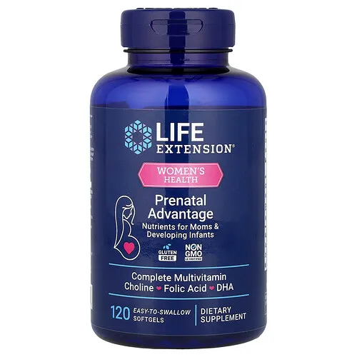 Life Extension, Salud de la mujer, Ventaja prenatal, 120 cápsulas blandas fáciles de ingerir