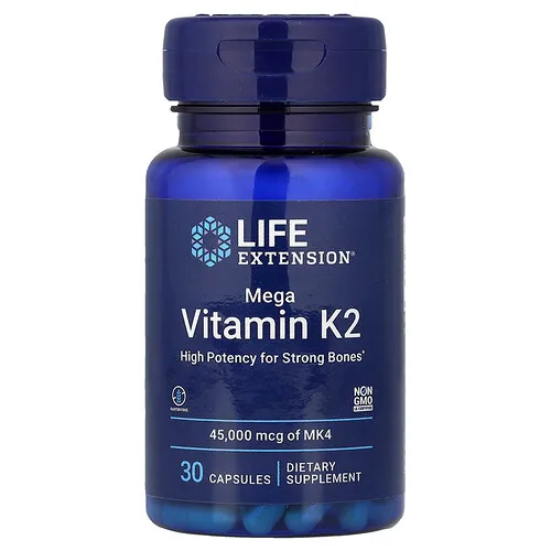 Life Extension, Megavitamina K2, 45.000 mcg, 30 cápsulas