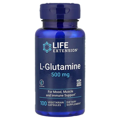 Life Extension, L-glutamina, 500 mg, 100 cápsulas vegetales