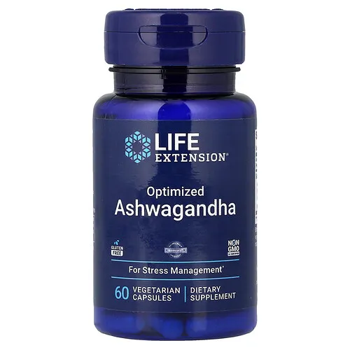 Life Extension, Ashwagandha optimizado, 60 cápsulas vegetales (125 mg por cápsula)