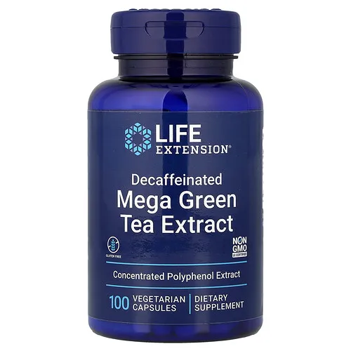 Life Extension, Mega extracto de té verde, Descafeinado, 100 cápsulas vegetales (725 mg por cápsula)