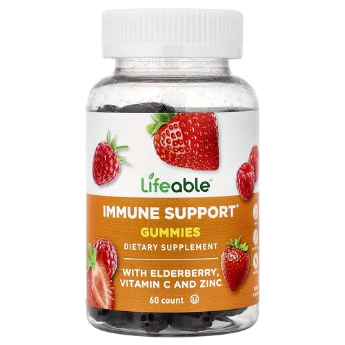 Lifeable, Gomitas de refuerzo inmunitario con saúco, vitamina C y zinc, Baya, 60 gomitas