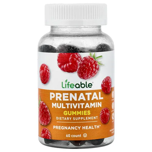 Lifeable, Gomitas multivitamínicas prenatales, Frambuesa, 60 gomitas