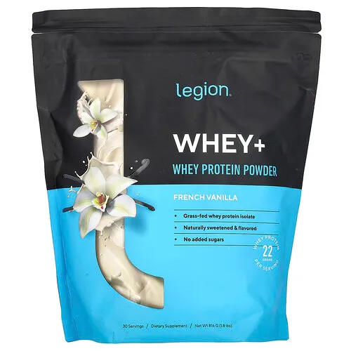 Legion Athletics, Whey+, Proteína de suero de leche en polvo, Vainilla francesa, 816 g (1,8 lb)