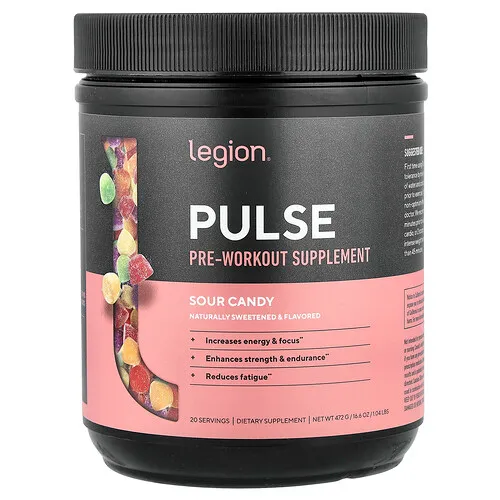 Legion Athletics, Pulse, Bebida para preentrenamiento, Caramelo ácido, 472 g (1,04 lb)