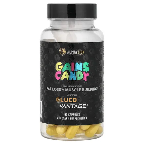 ALPHA LION, Gains Candy, Gluco Vantage®, 60 cápsulas (100 mg por cápsula)