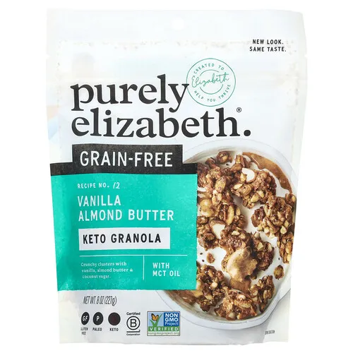 Purely Elizabeth, Racimos de granola cetogénica, Sin cereales, Mantequilla de vainilla y almendras, 227 g (8 oz)