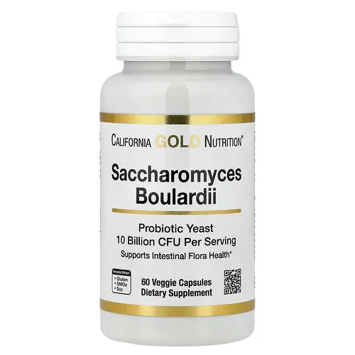 California Gold Nutrition, Saccharomyces boulardii, Levadura probiótica, 10.000 millones de UFC, 60 cápsulas vegetales