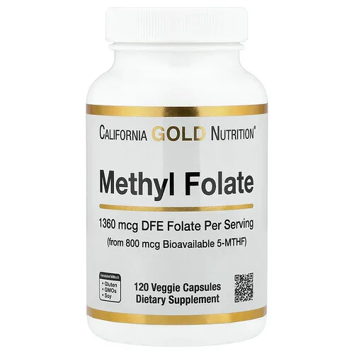 California Gold Nutrition, Metilfolato y vitamina C, 120 cápsulas vegetales
