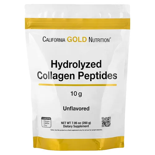 California Gold Nutrition, Péptidos de colágeno hidrolizado, Tipo I y III, Sin sabor, 200 g (7,05 oz)